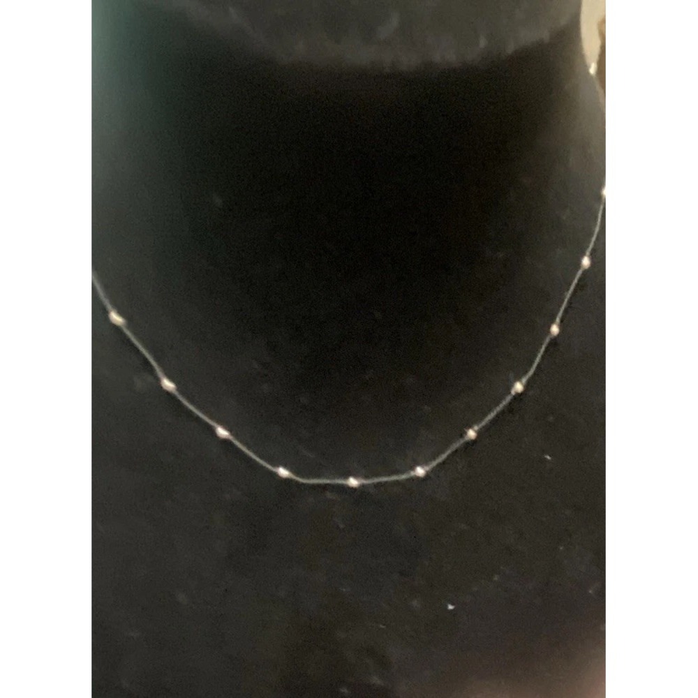 16" Sterling Silver Black Thread Necklace